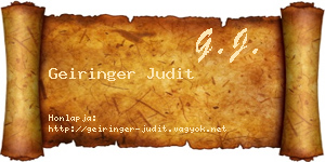 Geiringer Judit névjegykártya